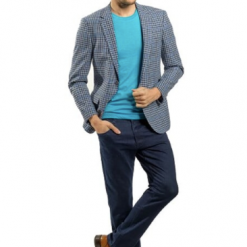 Italy Direct Slim Fit Blue & White Plaid Sport Jacket GB-SJ-VBC-44