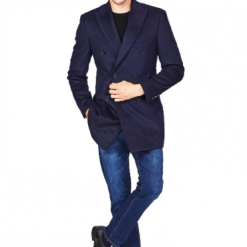 Italy Direct Navy Double Breasted Coat Shop Men's