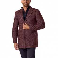 Italy Direct Burgundy Single Breasted Overcoat Shop Men's