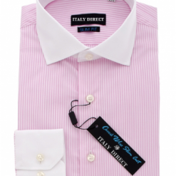 Italy Direct Shop Men's Pink & White Stripe Slim Fit Casual Shirt