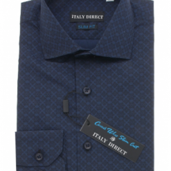 Italy Direct Shop Men's Dark Blue Slim Fit Casual Shirt