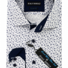 Italy Direct White & Navy Pattern Slim Fit Casual Shirt
