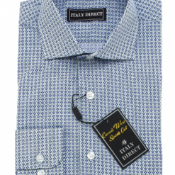 Italy Direct Shop Men's Blue Pattern Sport Fit Casual Shirt