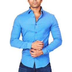 SRG Shop Men's Geo Blue Athletic Fit Casual Shirt