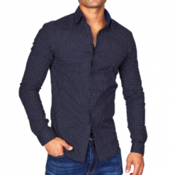 SRG Navy Polka Dot Athletic Fit Casual Shirt Shop Men's