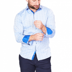 Italy Direct Light Blue & Royal Blue Sport Fit Casual Shirt Shop Men's