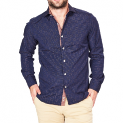 Italy Direct Blue & Brown Sport Fit Casual Shirt Shop Men's