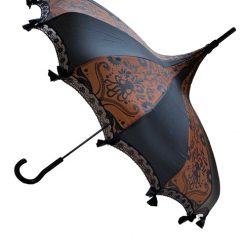 Hilary's Vanity Umbrellas Brown Sea Damask
