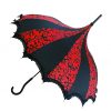 Hilary's Vanity Umbrellas Red And Black Flower Damask