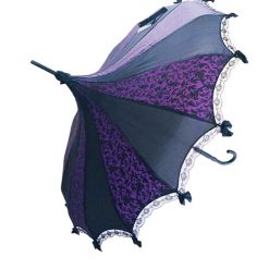 Hilary's Vanity Umbrellas Purple Small Skull Damask
