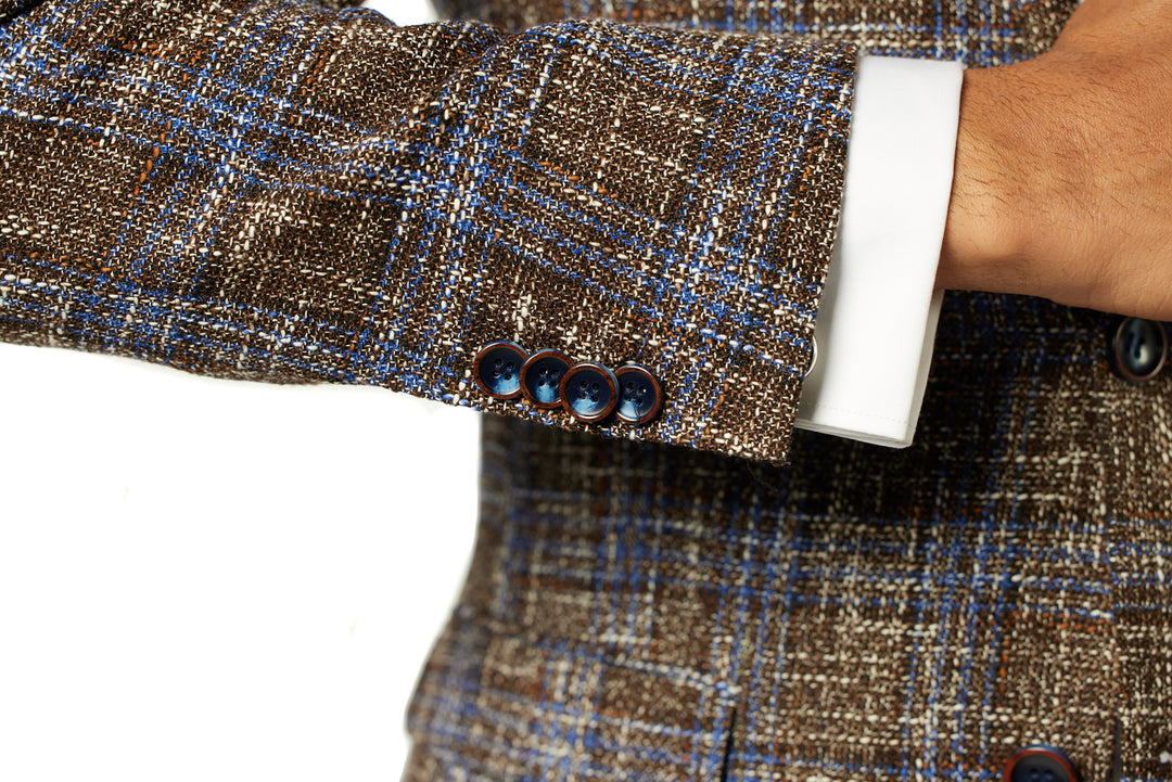 Italy Direct Shop Men's Slim Fit Brown Blue Hopeweave Sport Jacket GB-SJ-349 5 Italy Direct Shop Men's Slim Fit Brown Blue Hopeweave Sport Jacket GB-SJ-349