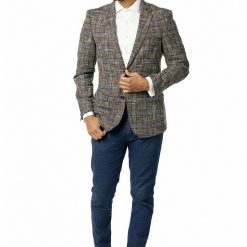Italy Direct Shop Men's Slim Fit Brown Blue Hopeweave Sport Jacket GB-SJ-349