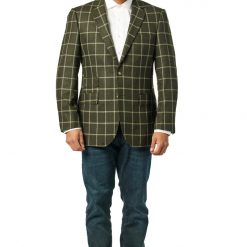 Italy Direct Modern Fit Green Herringbone Windowpane Sport Jacket B-SJ-611