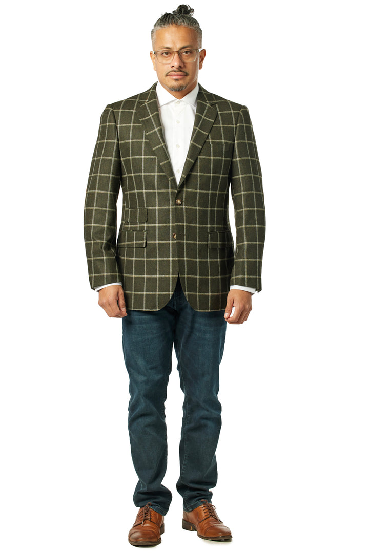 Italy Direct Modern Fit Green Herringbone Windowpane Sport Jacket B-SJ-611 3 Italy Direct Modern Fit Green Herringbone Windowpane Sport Jacket B-SJ-611