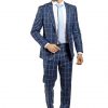 Italy Direct Shop Men's Slim Fit Blue Windowpane Two Piece Suit GB-315 1 Italy Direct Shop Men's Slim Fit Blue Windowpane Two Piece Suit GB-315
