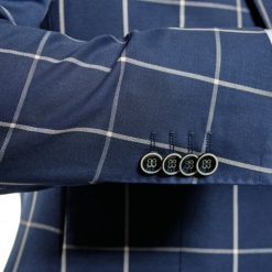 Italy Direct Shop Men's Slim Fit Blue Windowpane Two Piece Suit GB-315