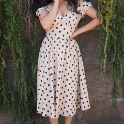 Shop Women's Billion Dollar Baby 1950's Tan Polka Dot Swing Dress By Stop Staring!