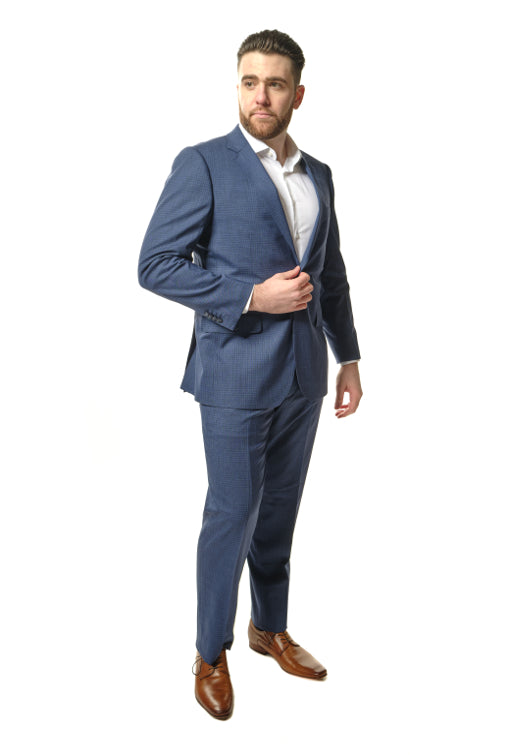 Italy Direct Modern Fit Blue Windowpane Two Piece Suit B-Loro-20P7 Shop Men's 3 Italy Direct Modern Fit Blue Windowpane Two Piece Suit B-Loro-20P7 Shop Men's