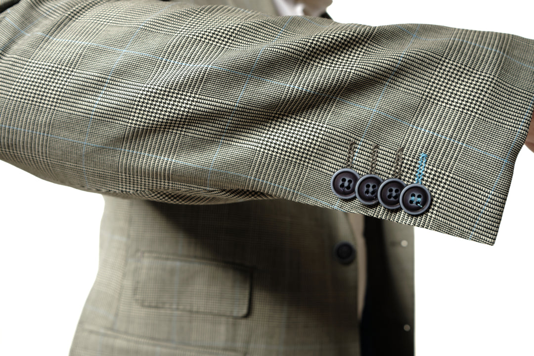 Italy Direct Shop Men's Modern Fit Grey Plaid Two Piece Suit B-20P1 4 Italy Direct Shop Men's Modern Fit Grey Plaid Two Piece Suit B-20P1