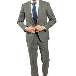 Italy Direct Shop Men's Slim Fit Grey Plaid With Blue Detail Two Piece Suit GB-REDA-19