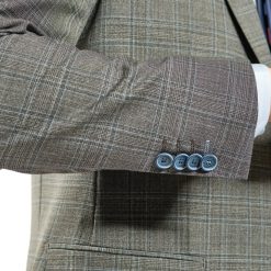 Italy Direct Shop Men's Slim Fit Grey Plaid With Blue Detail Two Piece Suit GB-REDA-19