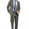 Italy Direct Slim Fit Grey Windowpane With Blue Detail Two Piece Suit GB-VBC-23 Shop Men's 2 Italy Direct Slim Fit Grey Windowpane With Blue Detail Two Piece Suit GB-VBC-23 Shop Men's