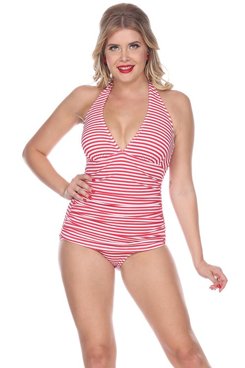 Italy Direct Swimwear Striped Ruched Halter 3 Italy Direct Swimwear Striped Ruched Halter