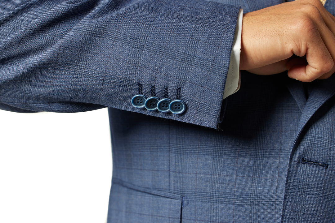 Italy Direct Shop Men's Classic Fit Blue Check Three Piece Suit ST-3P-401 5 Italy Direct Shop Men's Classic Fit Blue Check Three Piece Suit ST-3P-401