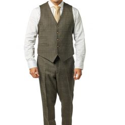 Italy Direct Modern Fit Brown Check Three Piece Suit B-3P-603