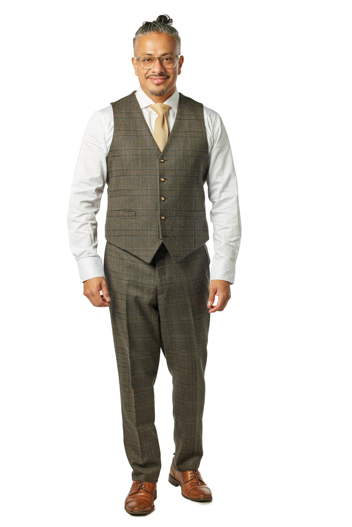 Italy Direct Modern Fit Brown Check Three Piece Suit B-3P-603 4 Italy Direct Modern Fit Brown Check Three Piece Suit B-3P-603