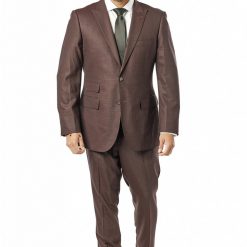 Italy Direct Shop Men's Modern Fit Maroon And Black Two Piece Suit B-607