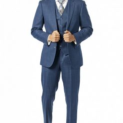 Italy Direct Slim Fit Navy Check Three Piece Suit GB-3P-323