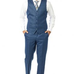 Italy Direct Slim Fit Navy Check Three Piece Suit GB-3P-323