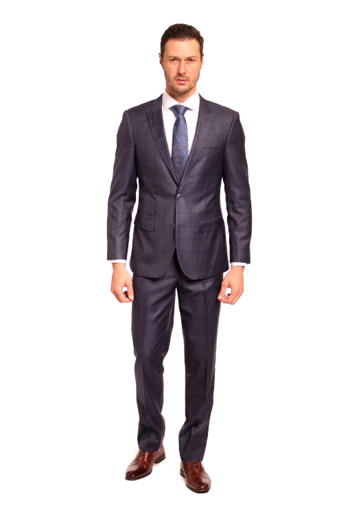 Italy Direct Slim Fit Silk Windowpane Two Piece Suit GB-ITA-297 Shop Men's 3 Italy Direct Slim Fit Silk Windowpane Two Piece Suit GB-ITA-297 Shop Men's