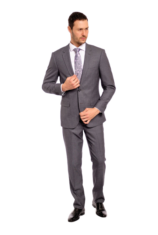 Italy Direct Shop Men's Slim Fit Sharp Grey Nailhead Two Piece Suit GB-300 3 Italy Direct Shop Men's Slim Fit Sharp Grey Nailhead Two Piece Suit GB-300