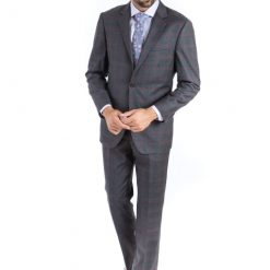 Italy Direct Shop Men's Modern Fit Plum Check Two Piece Suit B-ITA-19F7