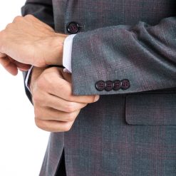 Italy Direct Shop Men's Modern Fit Plum Check Two Piece Suit B-ITA-19F7