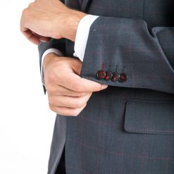 Italy Direct Shop Men's Classic Fit Grey Check Two Piece Suit ST-19FW8