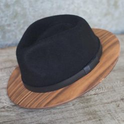 Two Guys Bowties Men's Wood Brim Fedora Hat