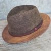 Two Guys Bowties Men's Wood Brim Fedora Hat