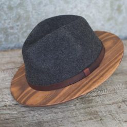 Two Guys Bowties Men's Wood Brim Fedora Hat