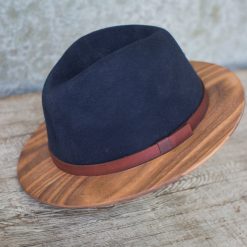 Two Guys Bowties Men's Wood Brim Fedora Hat
